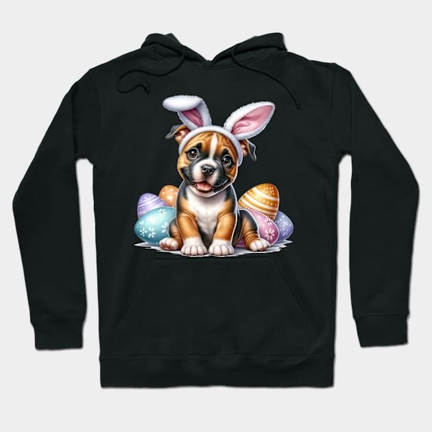 Puppy Pitbull Bunny Ears Easter Eggs Happy Easter Day Hoodie by TATTOO project